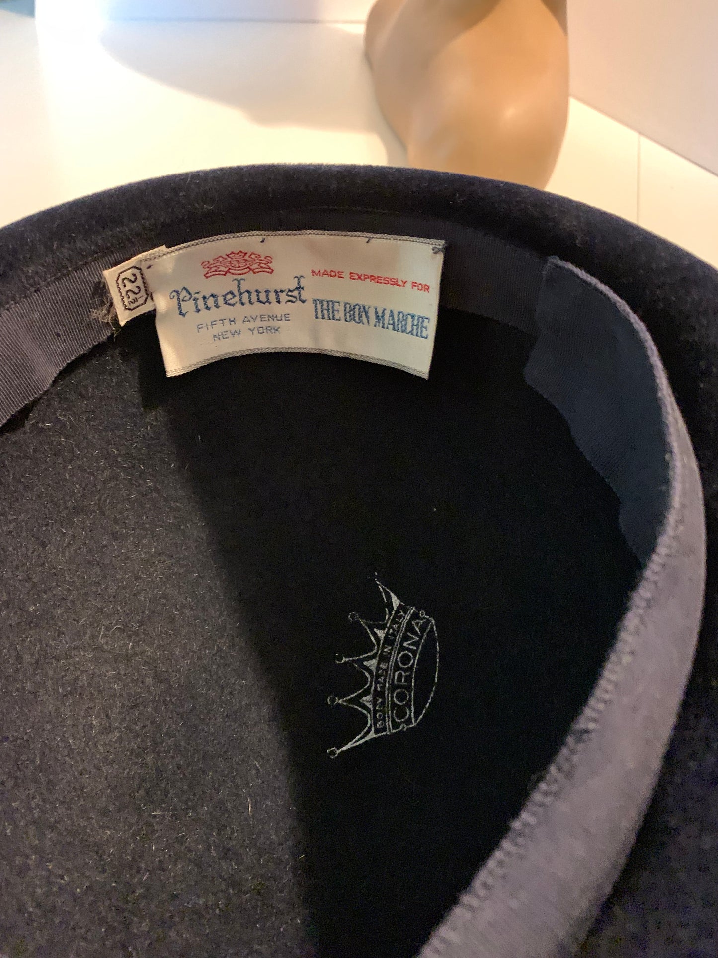 Midnight Blue Felted Wool Asymmetrical Hat with Rhinestones circa 1950s