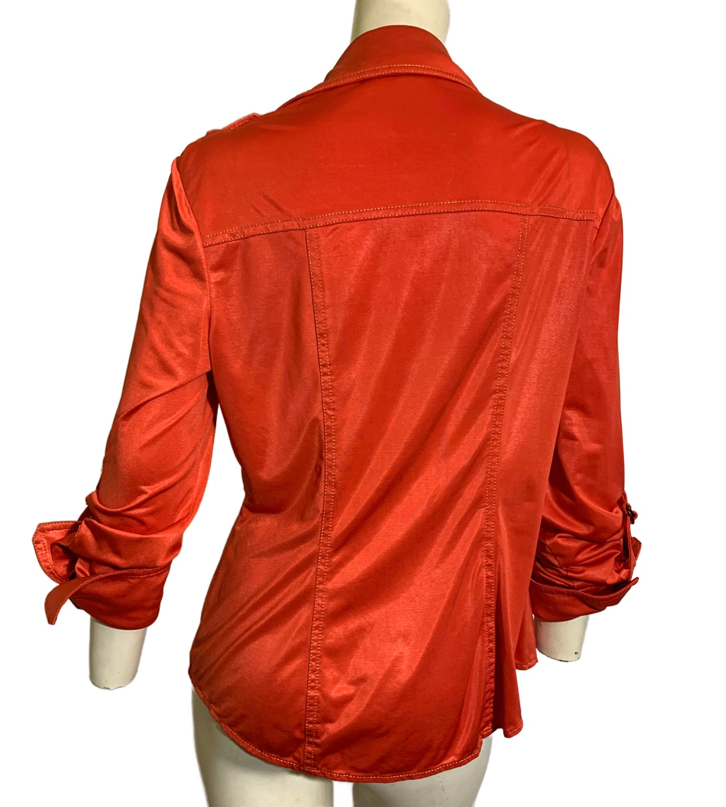 Shimmering Metallic Red Disco Blouse with Epaulets circa 1990s