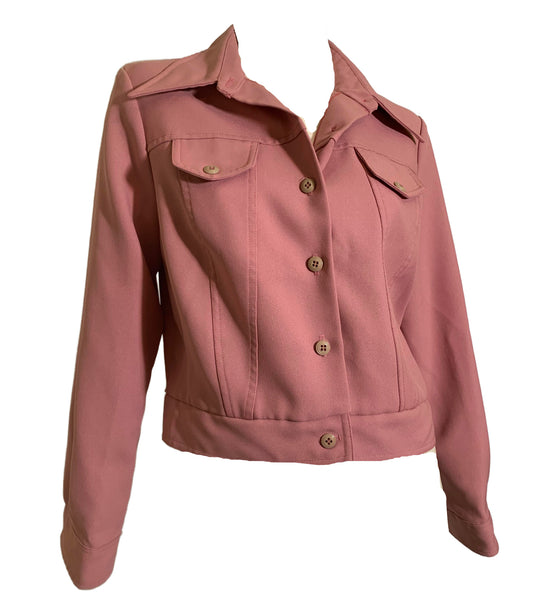Deep Mauve Pink Polyester Short Jacket circa 1970s