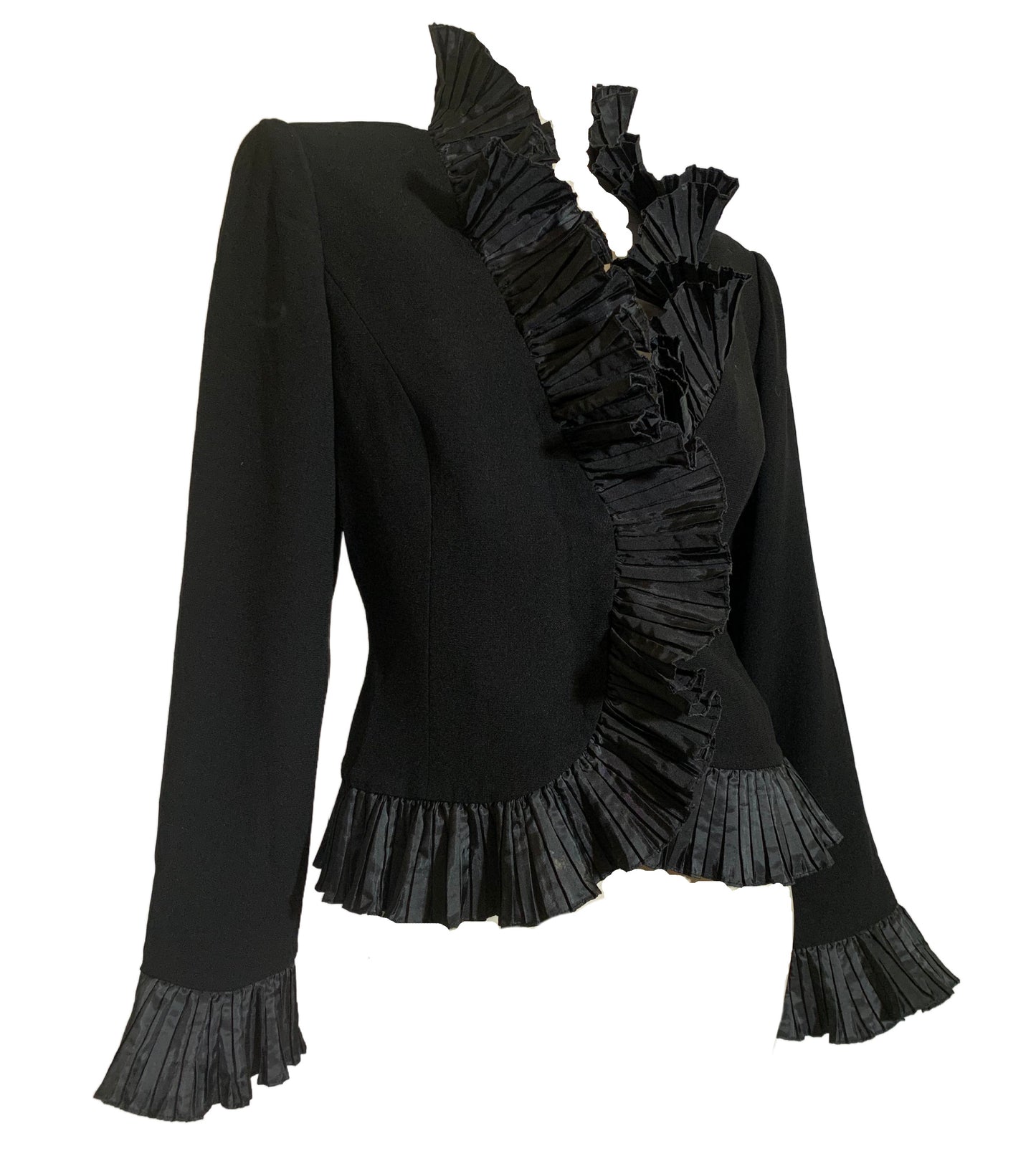 New Romantic Black Cocktail Jacket with McFadden Style Pleats circa 1980s