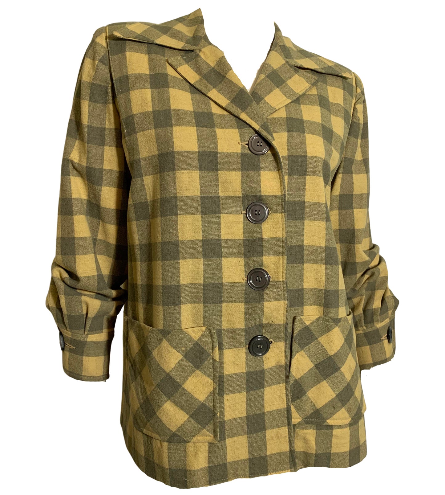 49er Style Yellow and Grey Checked Wool Jacket circa 1940s