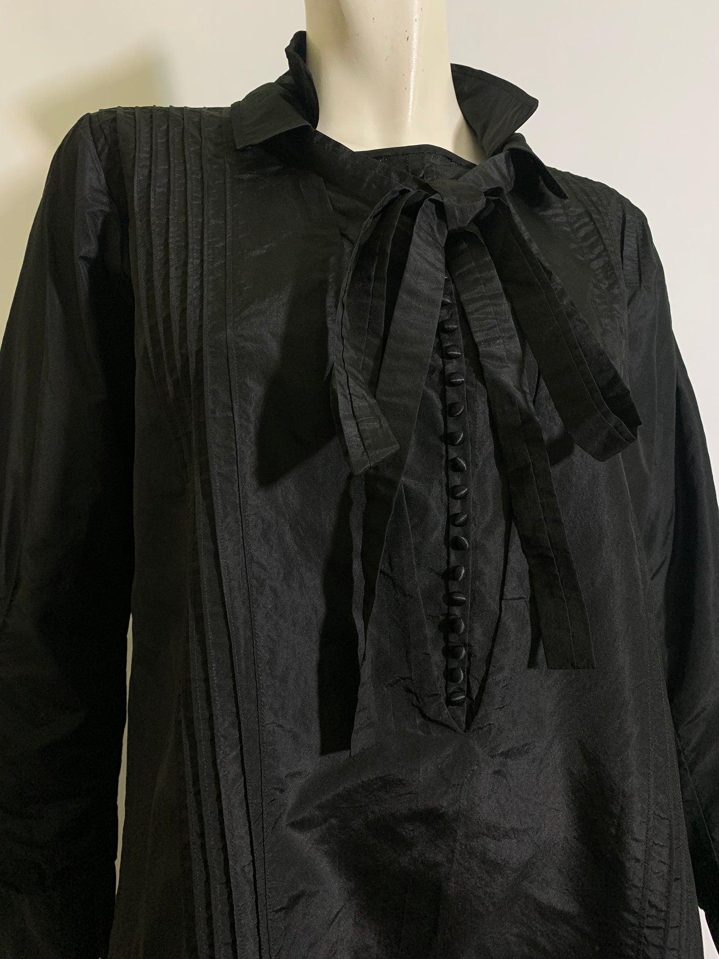 Button Trimmed Black Weighted Silk Dress circa 1920s L