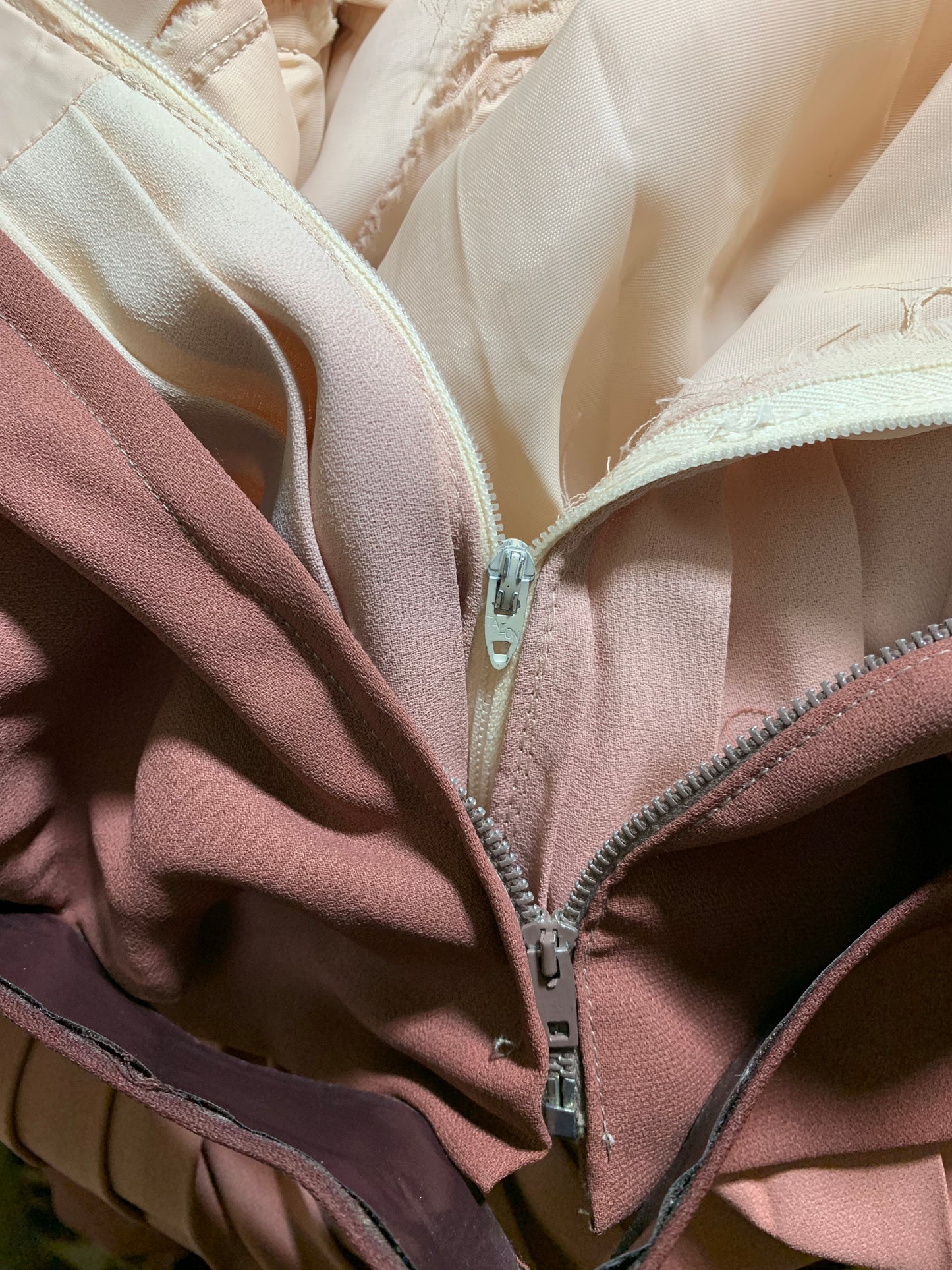 Rose Caramel Ombré Crep Rayon Maxi Palazzo Pants Dress circa 1970s