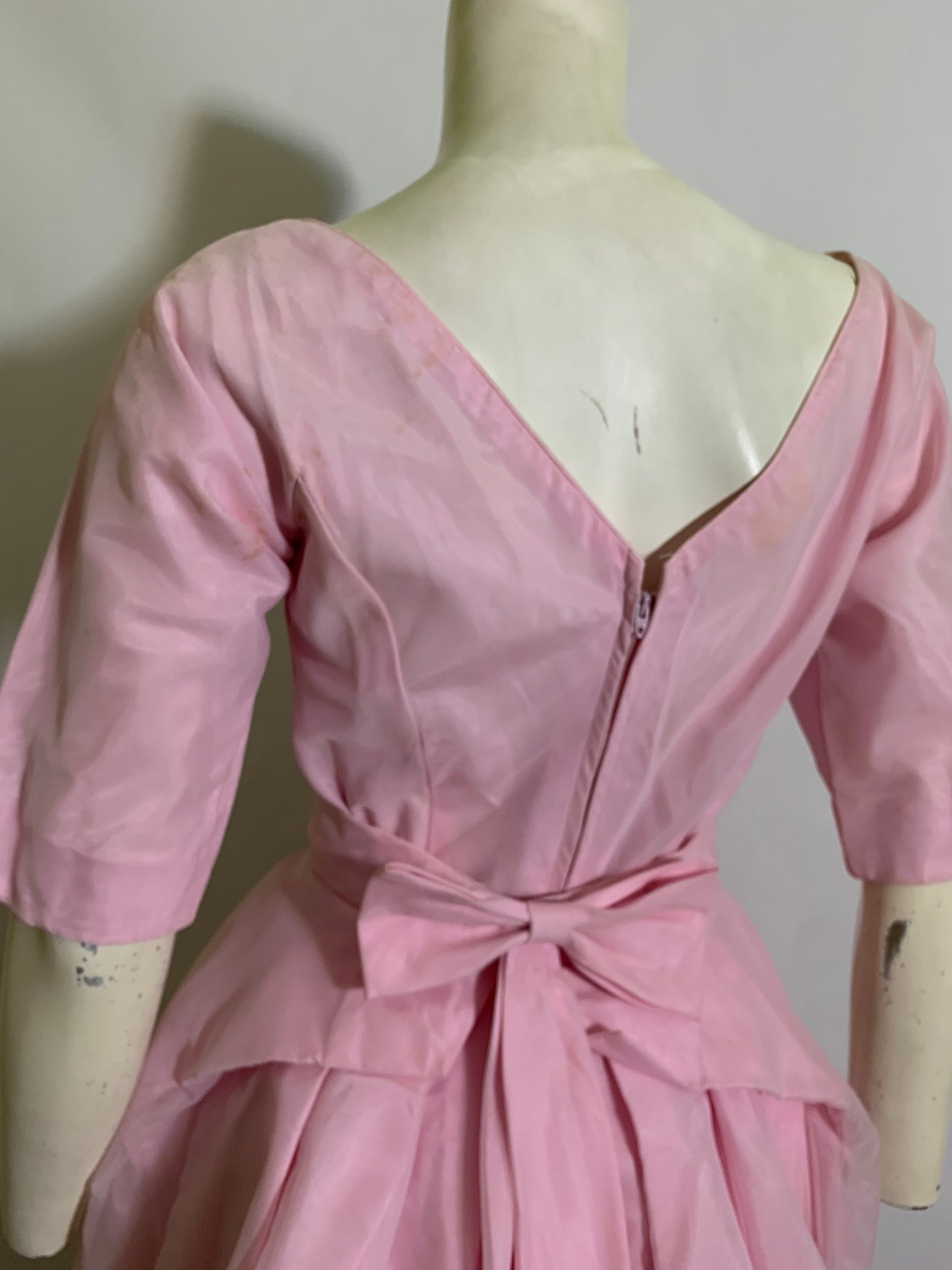 Baby Pink Cocktail Dress with Overskirt and Bow Dress circa 1960s