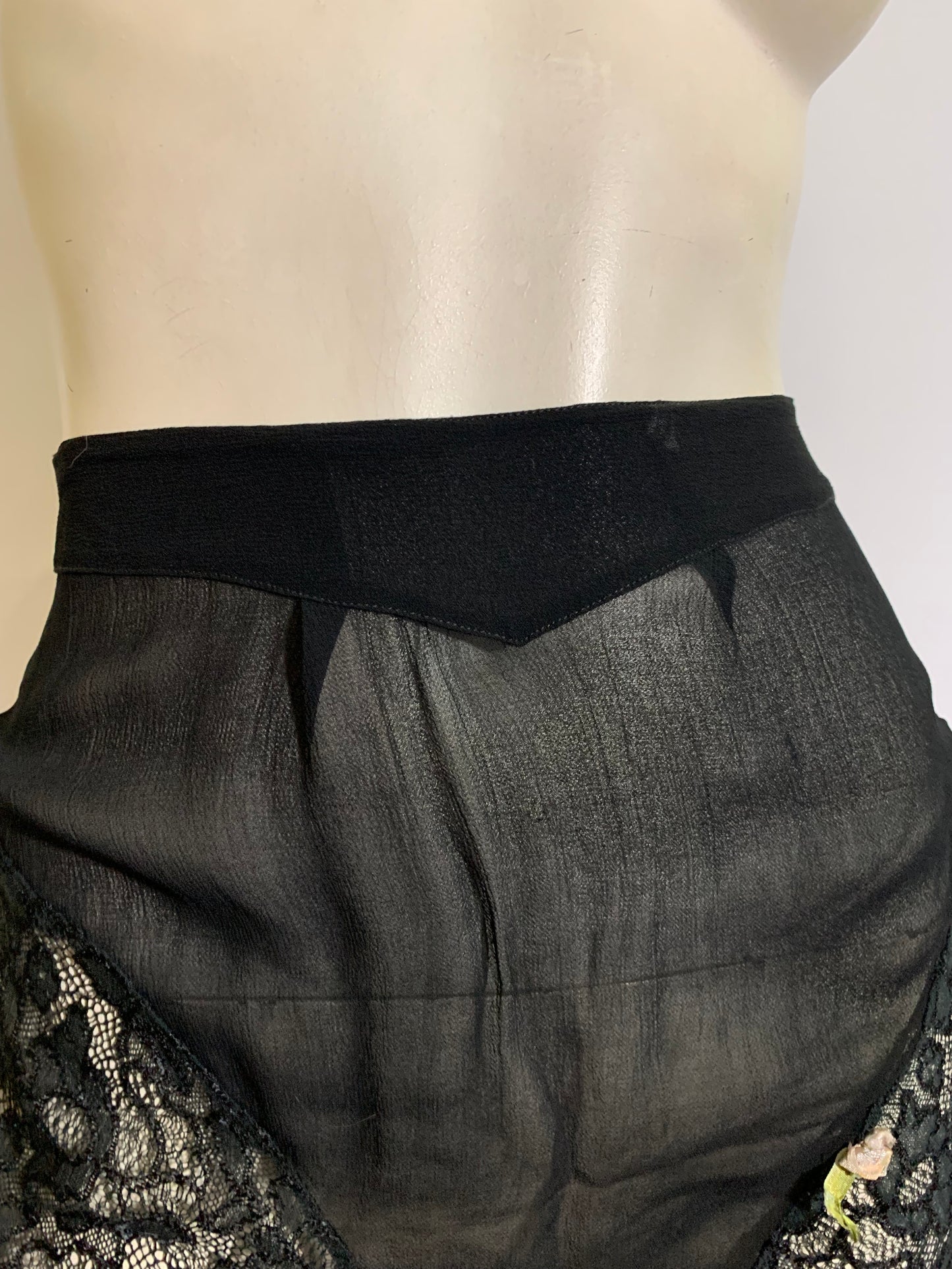 Black Lace and Silk Chiffon Tap Pants circa 1930s