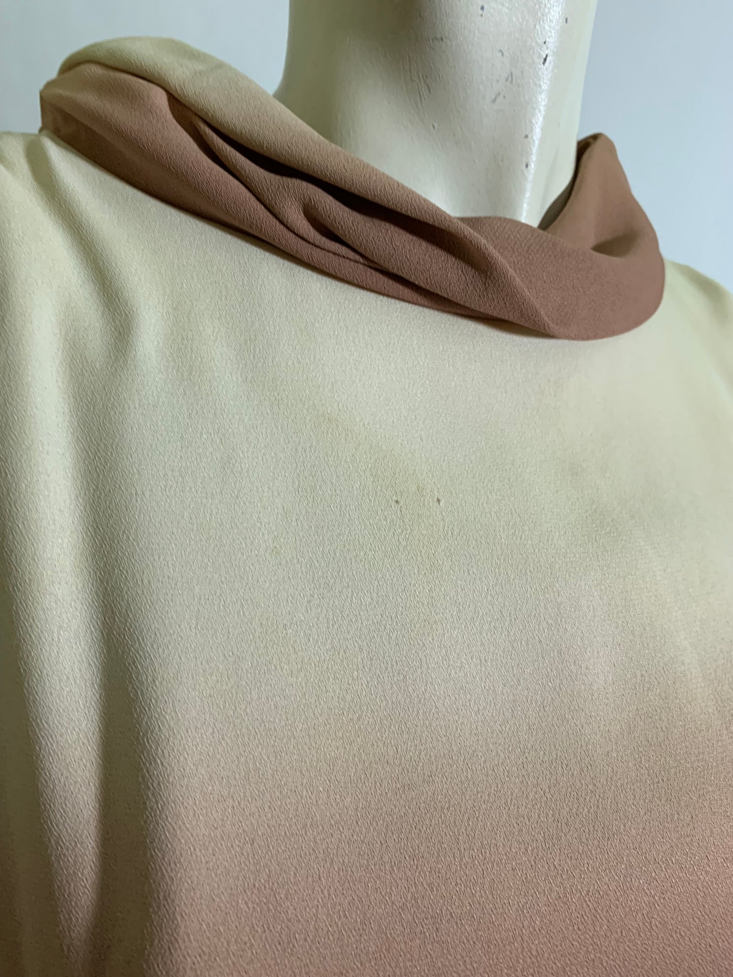 Rose Caramel Ombré Crep Rayon Maxi Palazzo Pants Dress circa 1970s