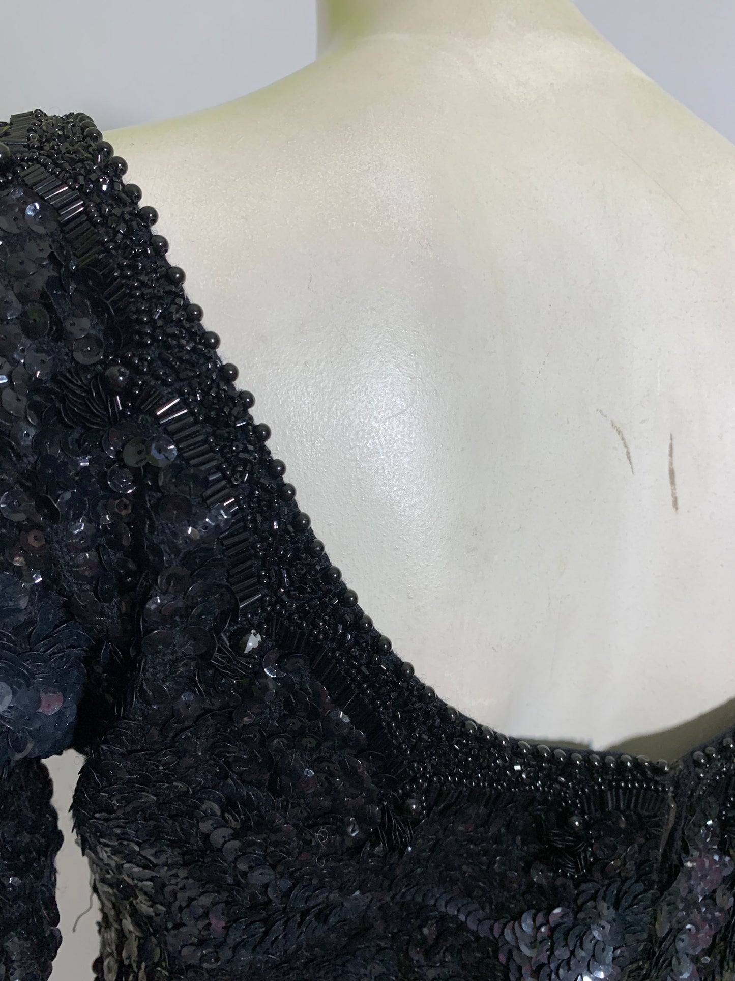 Iconic Black Wool Heavily Beaded and Sequined Cocktail Dress from Sands Hotel circa 1960s
