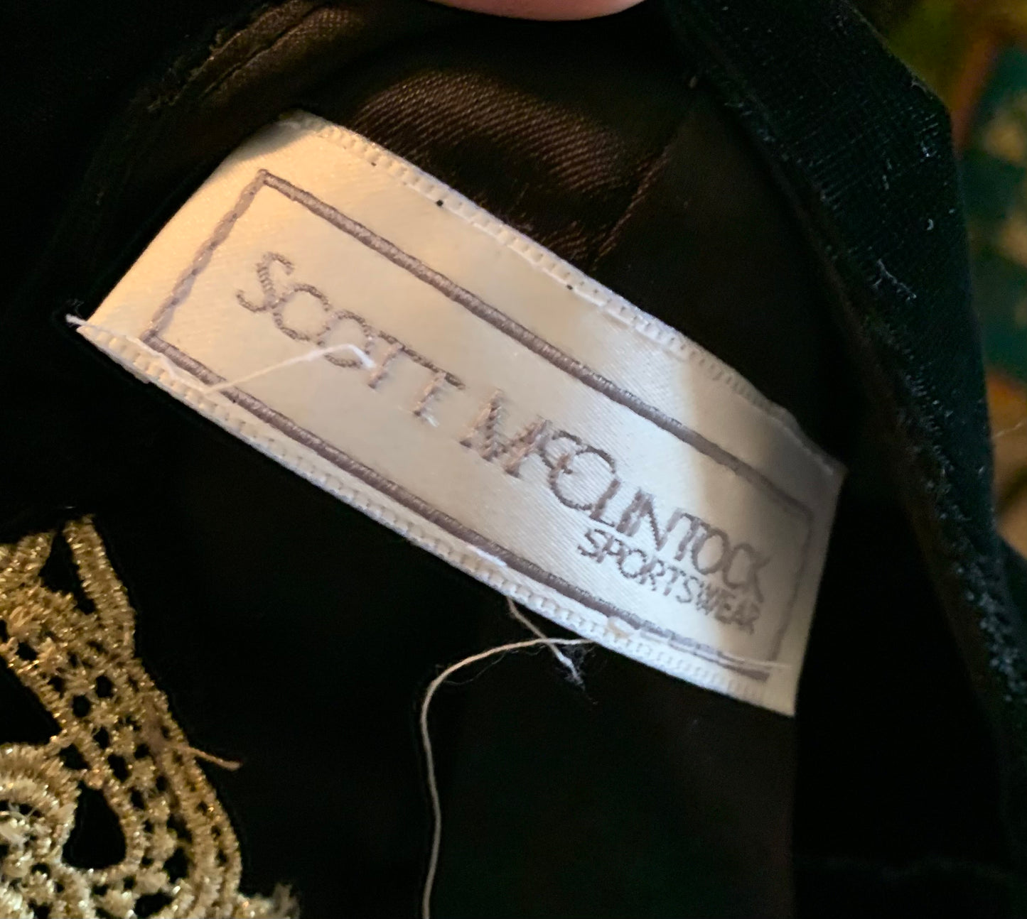 Black Velvet Cocktail Suit with Metallic Gold Braid Trim circa 1980s