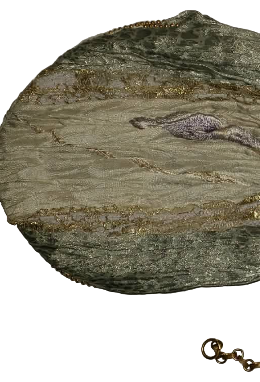 One of a Kind Silk and Velvet Kaneko 1920s Style Handbag circa 1970s