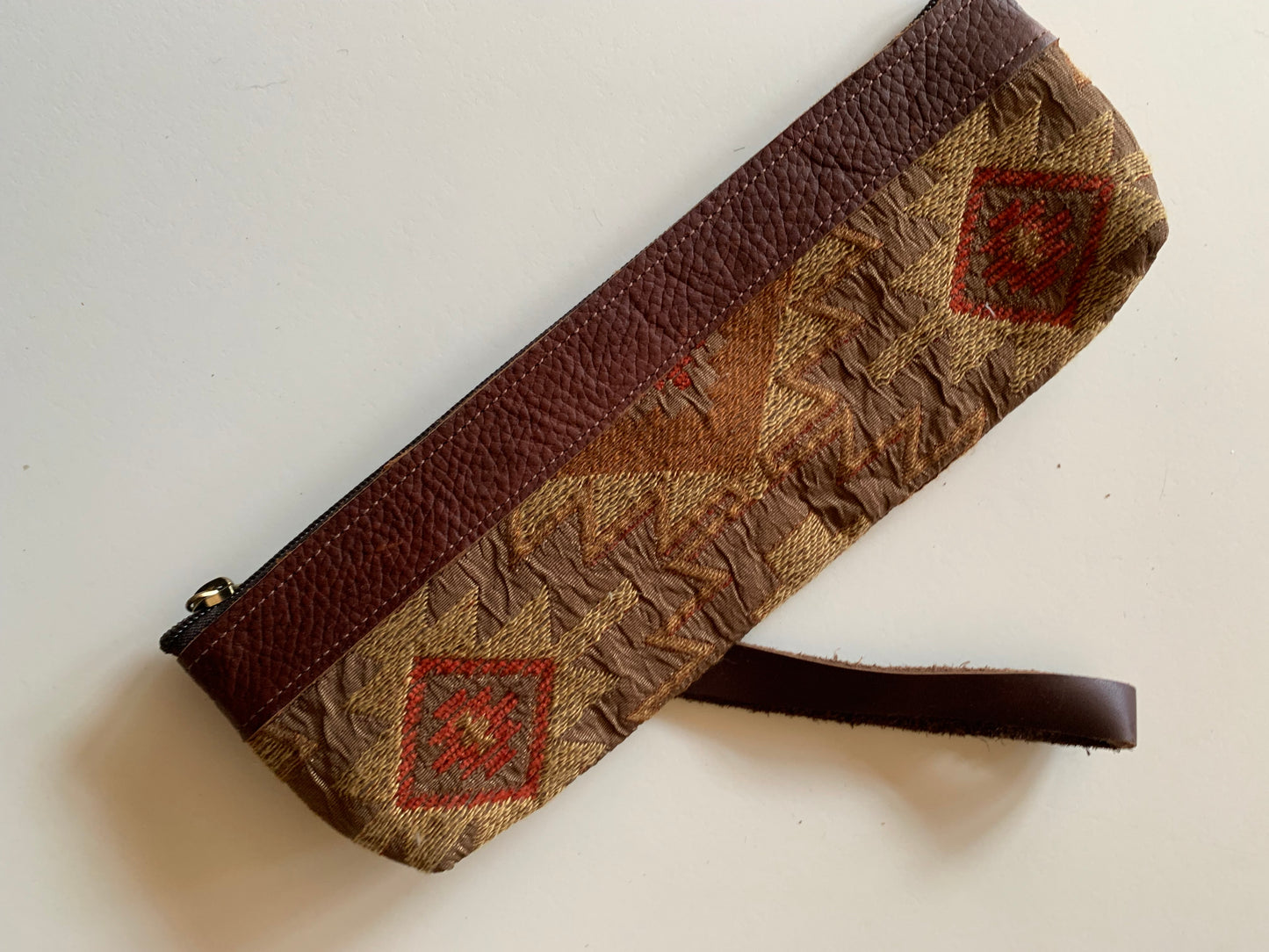 Southwestern Tapestry and Leather Sunglasses Glasses Bag circa 1980s