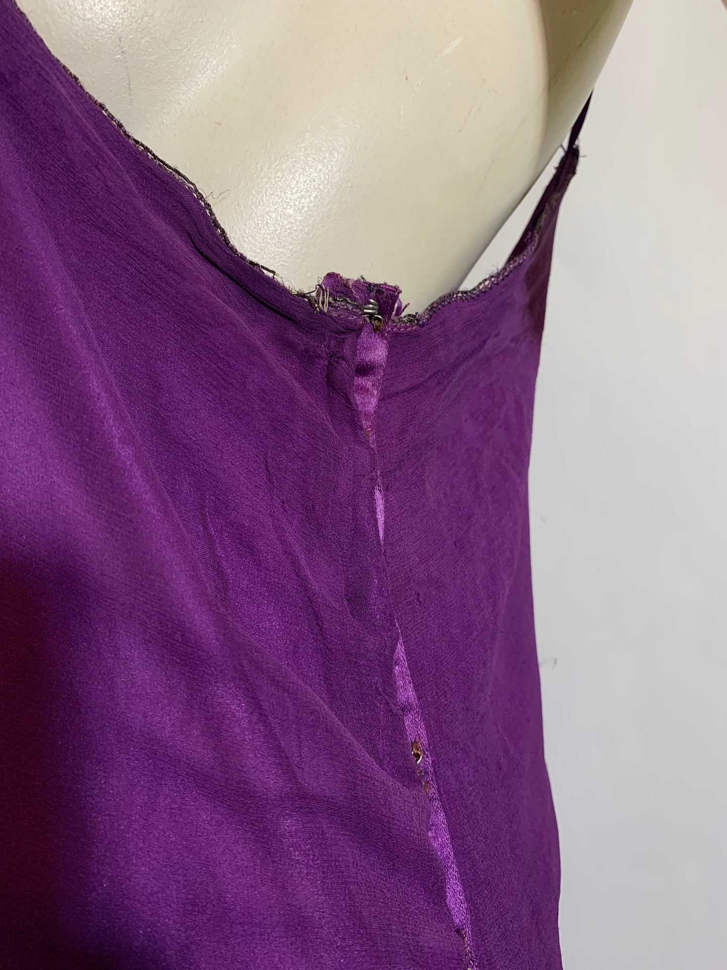 Vivid Violet Two Piece Beaded Silk Chiffon Dress circa 1920s