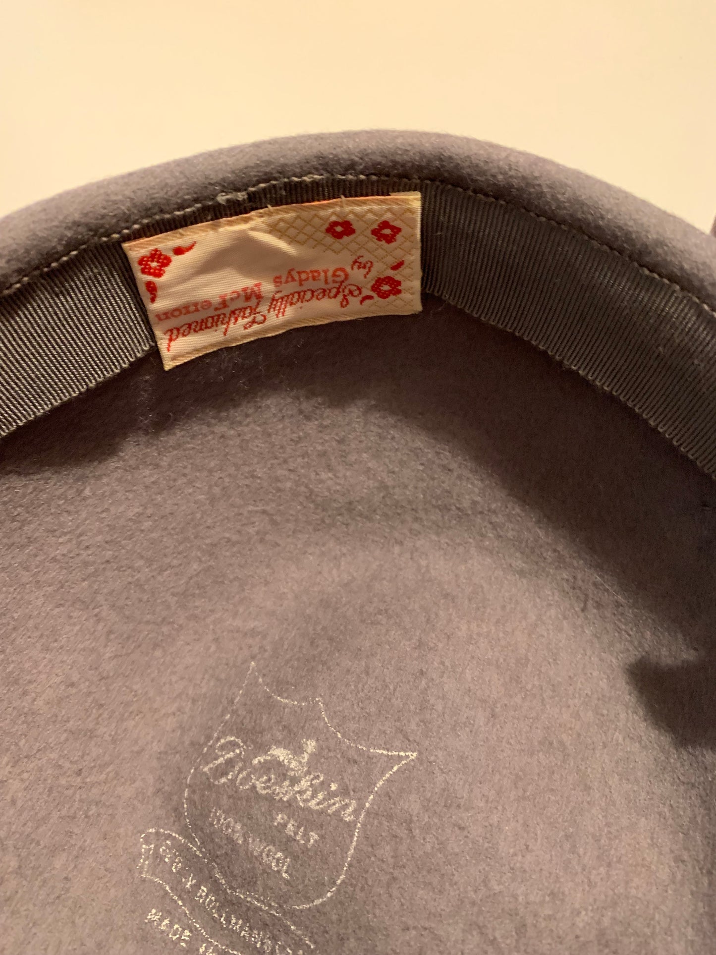 Fawn Felted Wool Pillbox Hat with Velvet Bow circa 1960s