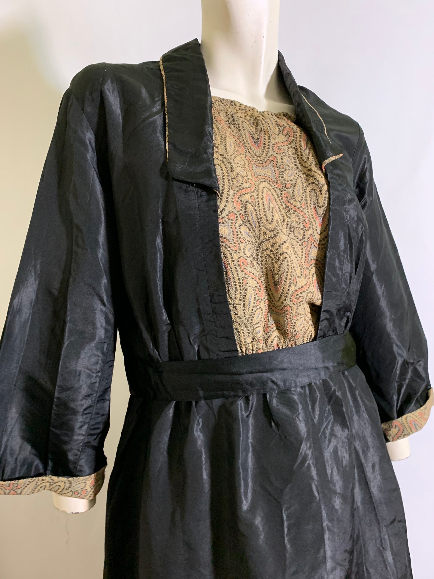 Black Weighted Silk Dress with Arts and Crafts Details circa 1910s