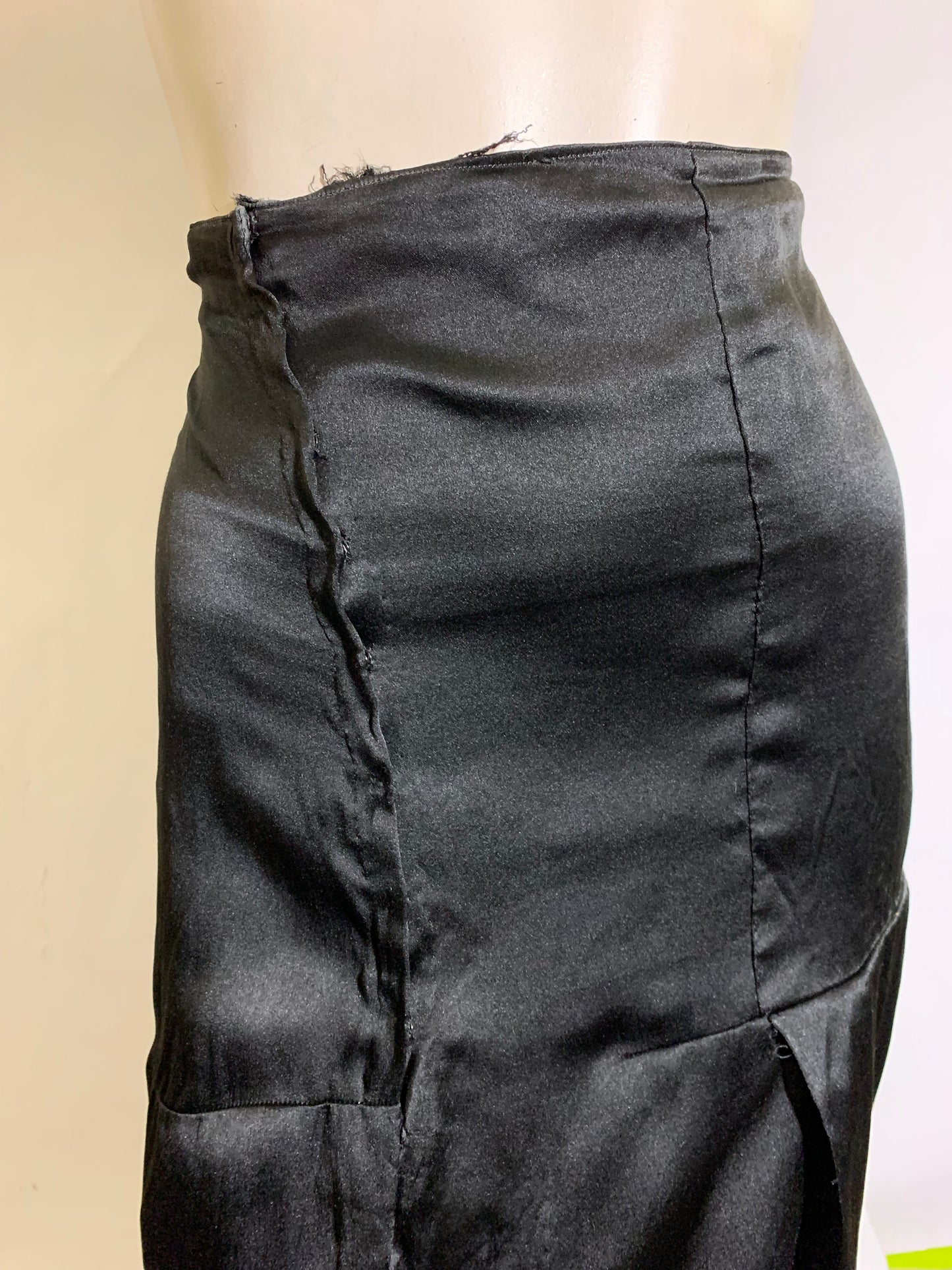 Ebony Silk Long Skirt Edged in Chiffon circa 1930s