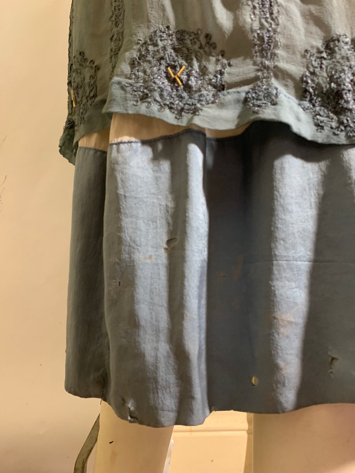 Soft Sky Blue Silk Beaded Cocktail Dress circa 1920s