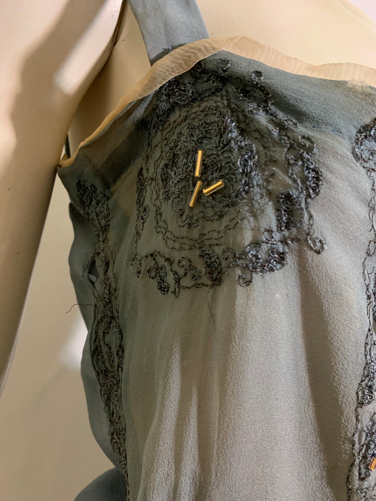 Soft Sky Blue Silk Beaded Cocktail Dress circa 1920s