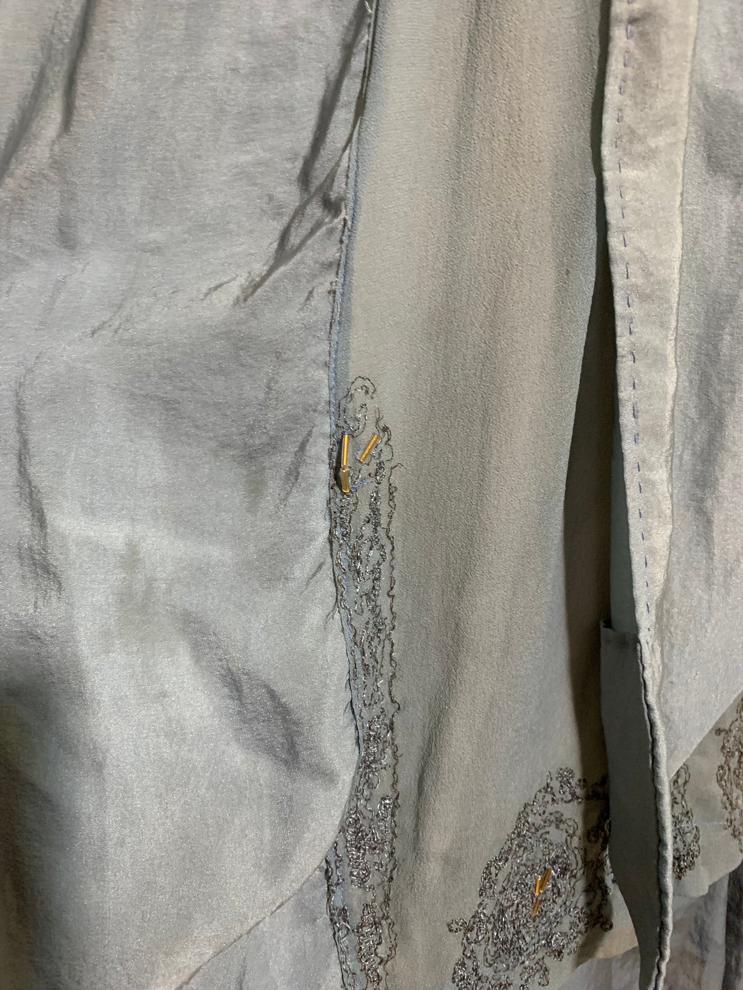 Soft Sky Blue Silk Beaded Cocktail Dress circa 1920s