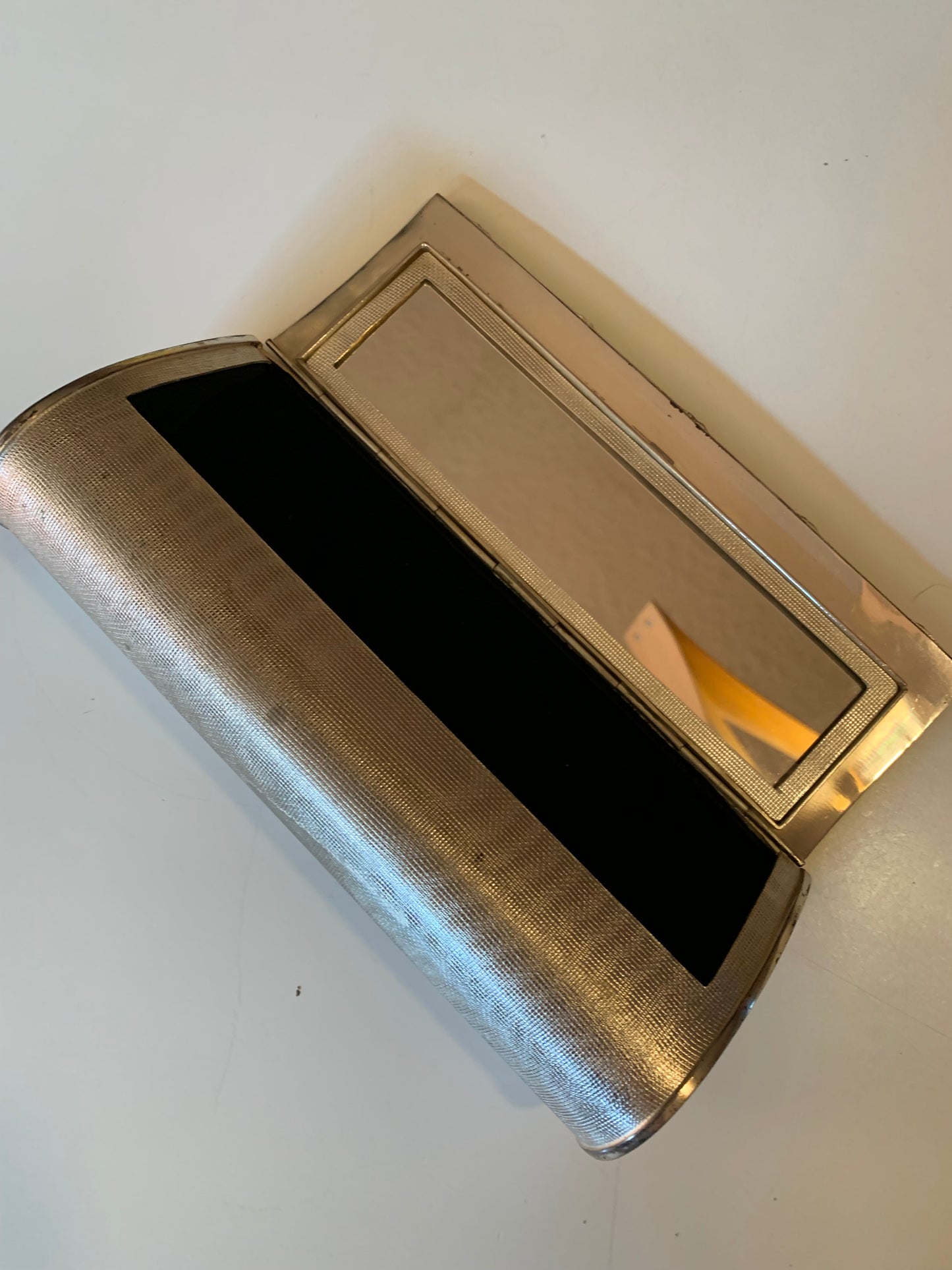 Bamboo Style Metal Trimmed Rounded Bottom Clutch Evening Bag circa 1960s