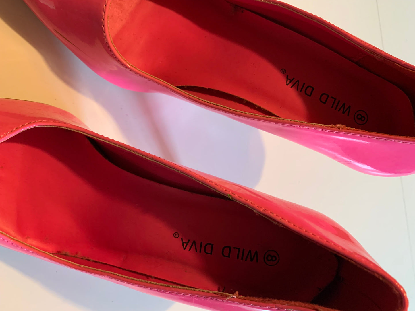 Neon Pink Vinyl Pointed Toe High Heel Shoes circa 2000s
