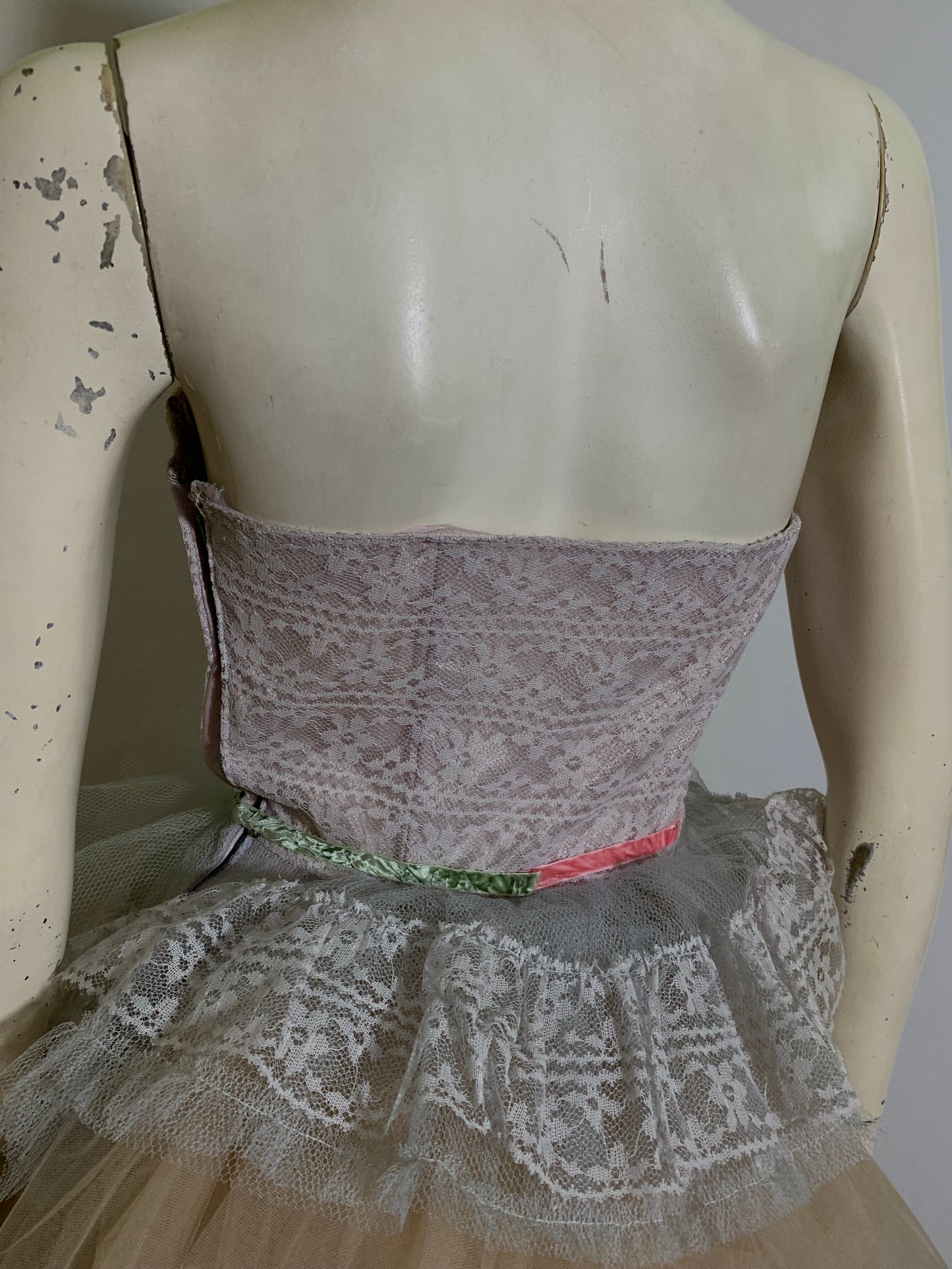Nimue- the Reimagined Baby Blue and Pink Tulle Dress Flowers on Ribbons