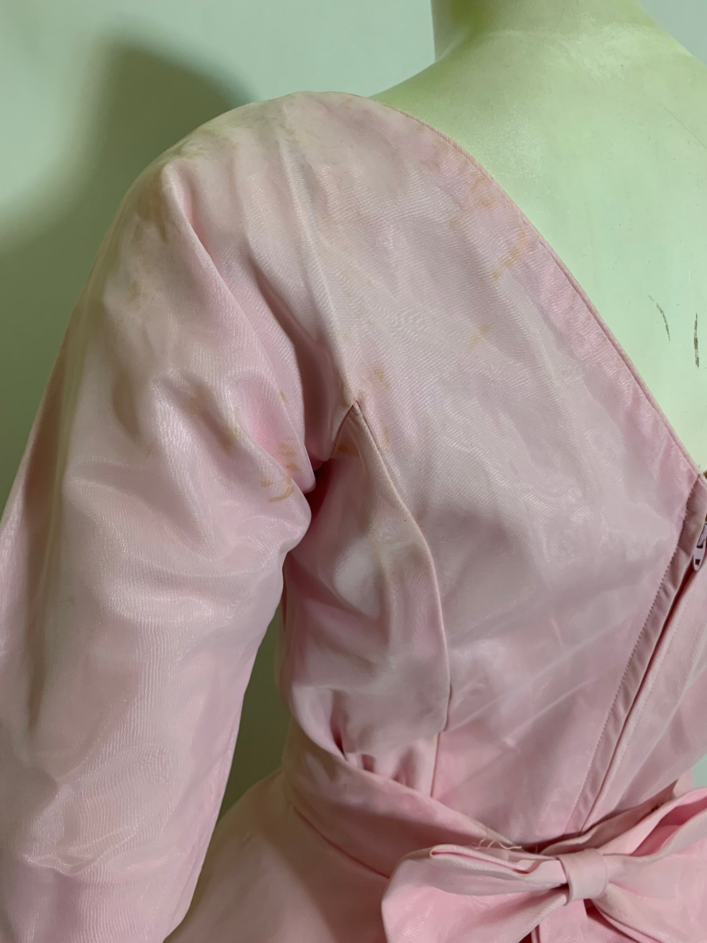 Baby Pink Cocktail Dress with Overskirt and Bow Dress circa 1960s