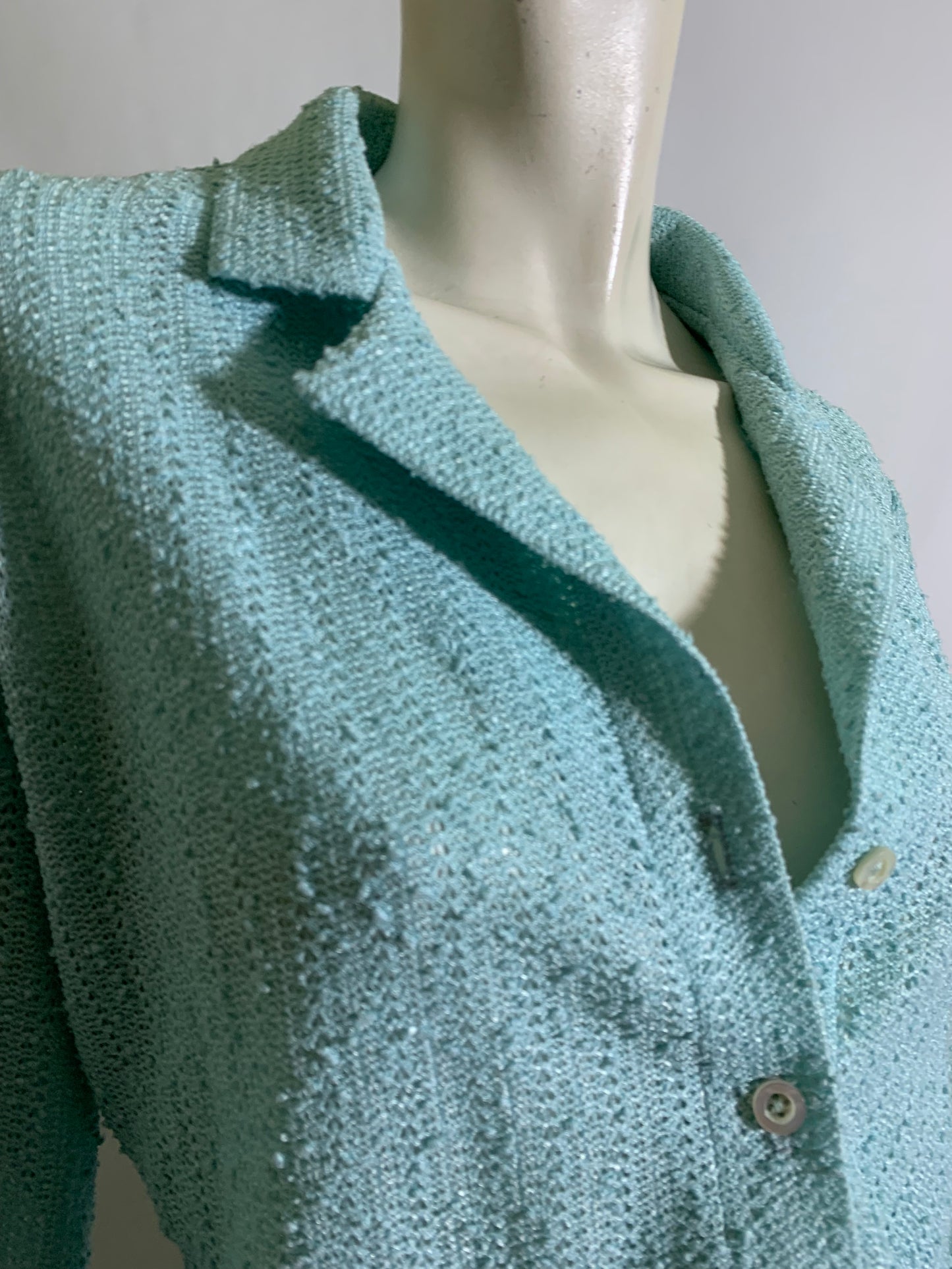 Carolina Blue Textured Knit Blouson Bodice Dress circa 1970s