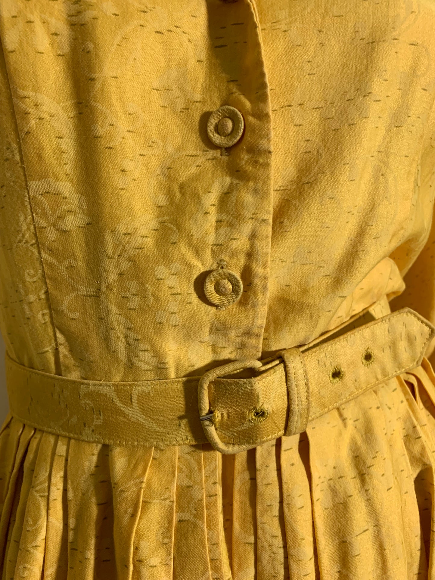 The Yellow Wallpaper Filigree Design Silk Shirtwaist Dress circa 1960s
