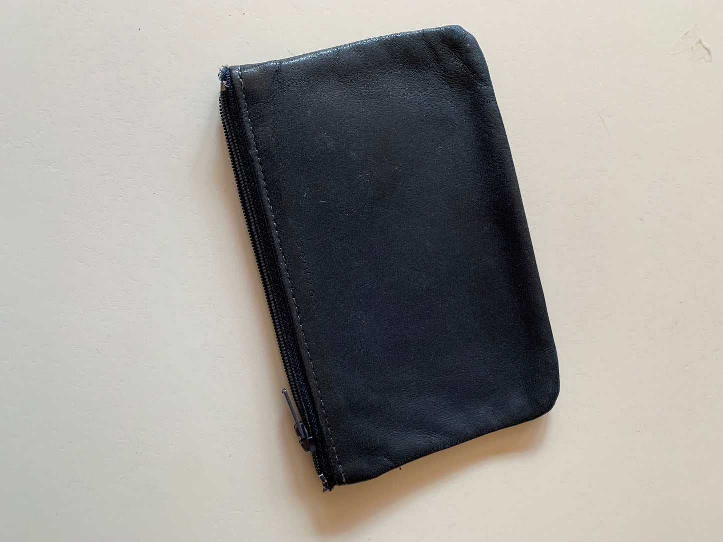 Deep Grey Blue Embossed Leather Coin Purse circa 1980s