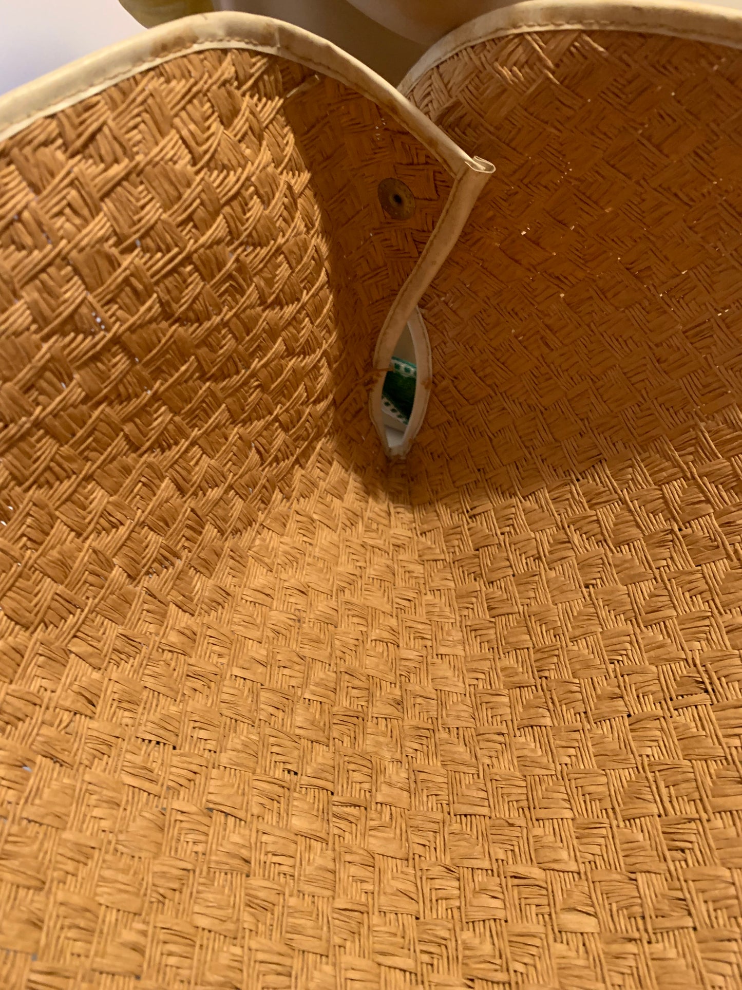 Straw Bonnet with Barbie Pink Chiffon Scarf Strap circa 1970s