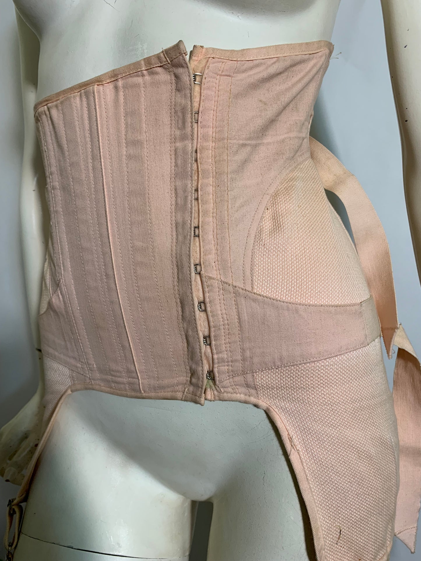 Legendary Peach Fan-Laced Back Steel Boned Corset by CAMP circa 1930s