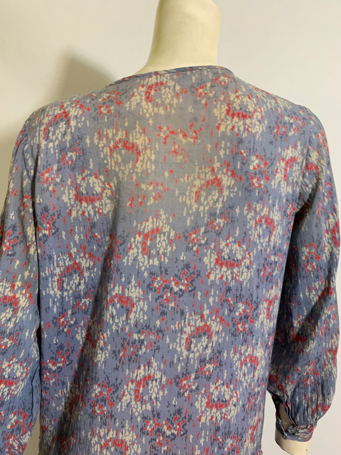 Lavender and Pink Abstract Print Dropped Waist Dress circa 1920s