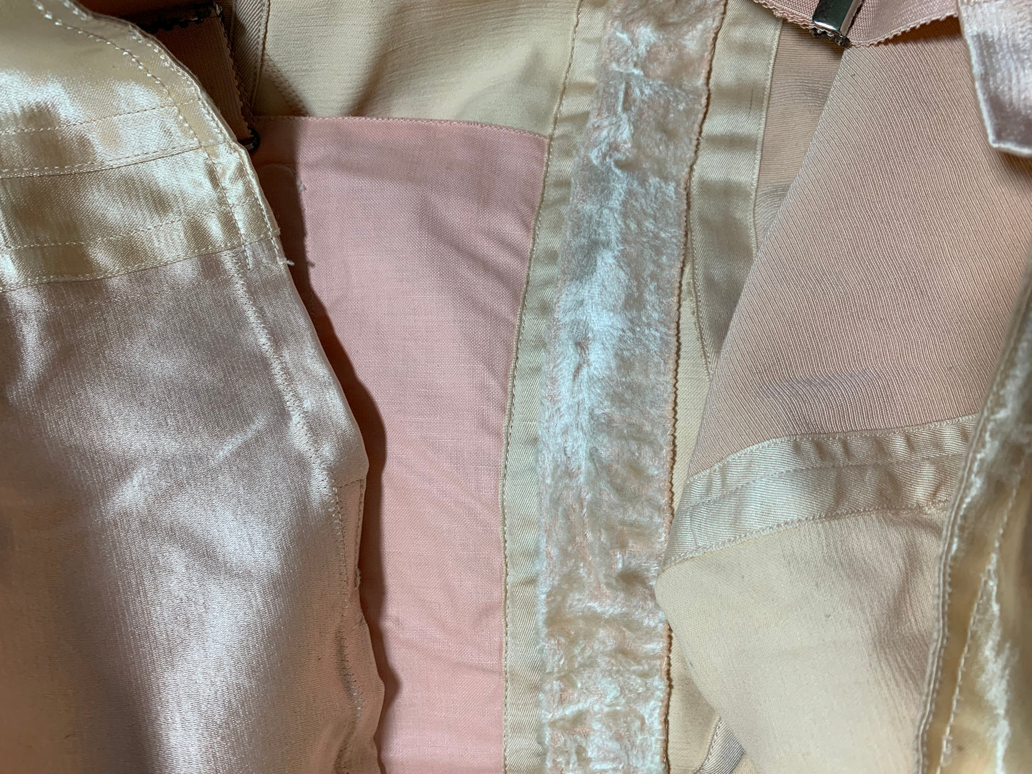Art Deco Embroidered Soft Peach Side Hook Girdle with Garter Hooks circa 1930s