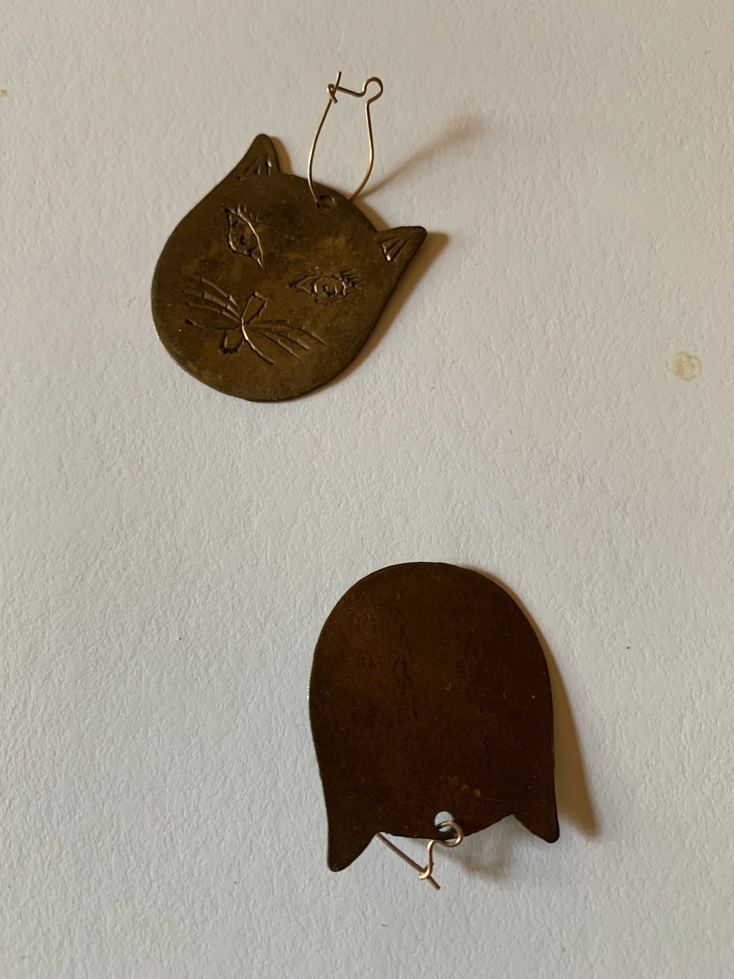 Etched Silver Plated Dangle Earrings circa 1960s