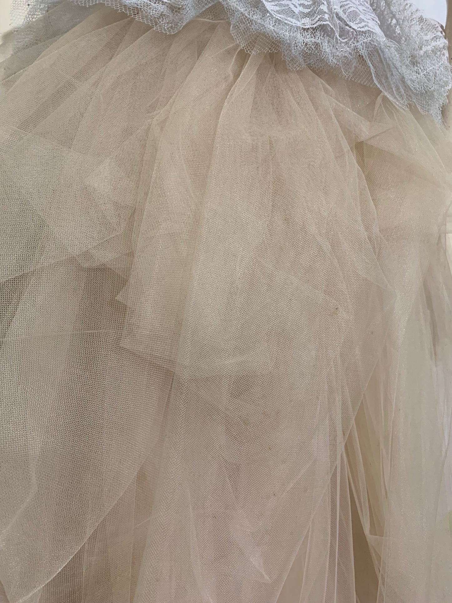 Nimue- the Reimagined Baby Blue and Pink Tulle Dress Flowers on Ribbons
