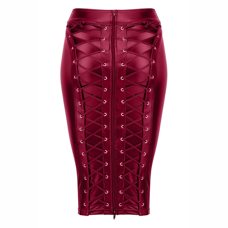 Back View- the Corset Laced Back Pencil Skirt 3 Colors