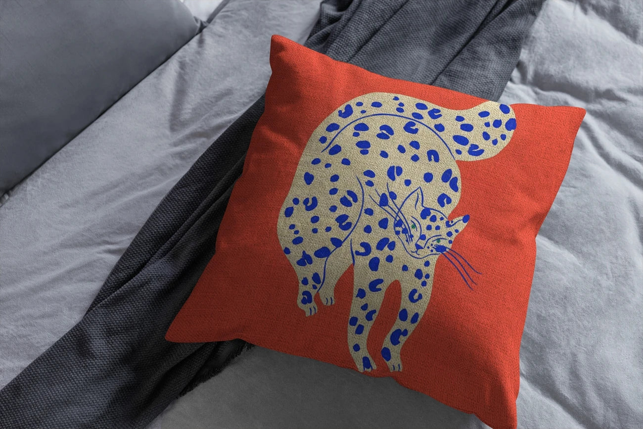 Stretch- the Stretching Kitty Cat Print Pillow Covers 4 Colors