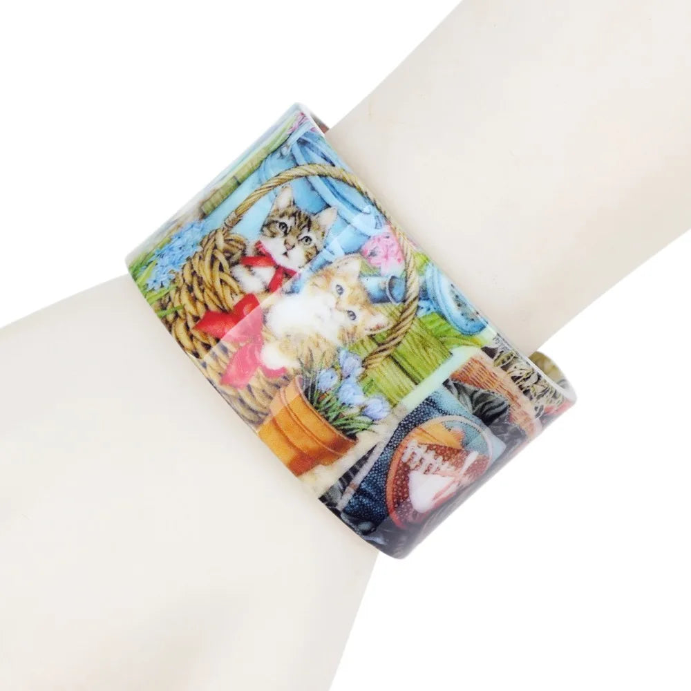 Kewt- the Kitty Design Acrylic Cuff Bracelet