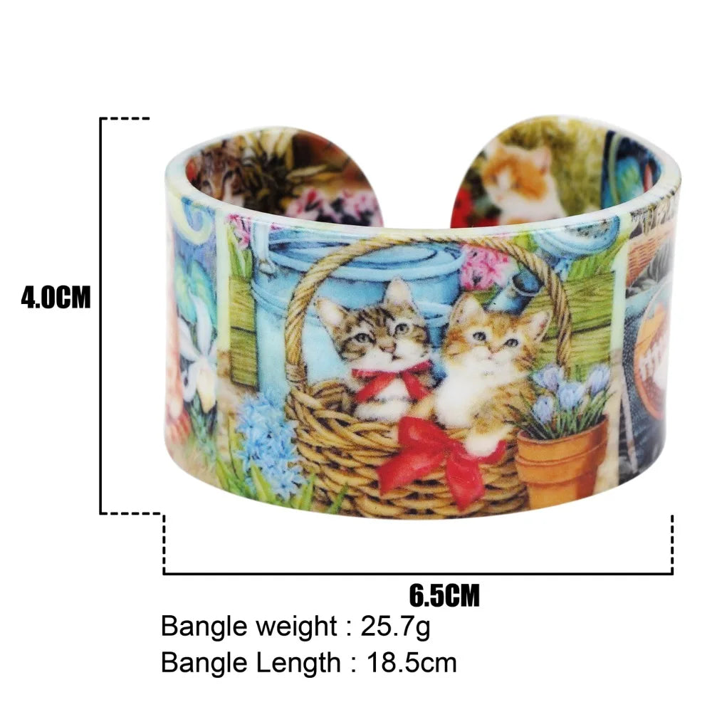 Kewt- the Kitty Design Acrylic Cuff Bracelet