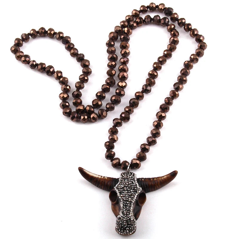 Head Candy- the Steer Skull Bejeweled Necklace 2 Colors