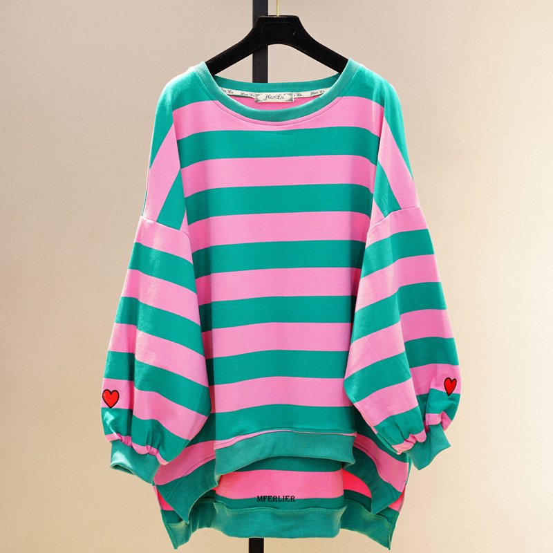 Bee Girl- the 90s Inspired Striped Oversized Sweater Plus Sizes 2 Color Ways