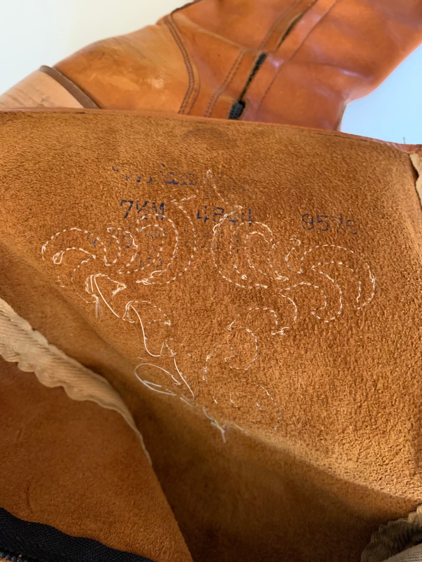 Terra Cotta Western Style Embroidered Leather Boots circa 1970s