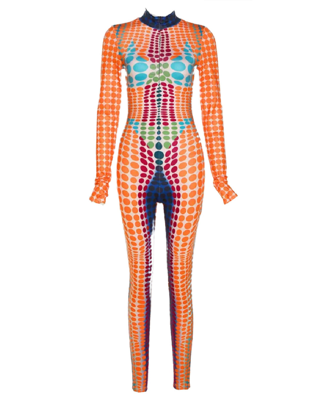 dotted sheer catsuit fashion