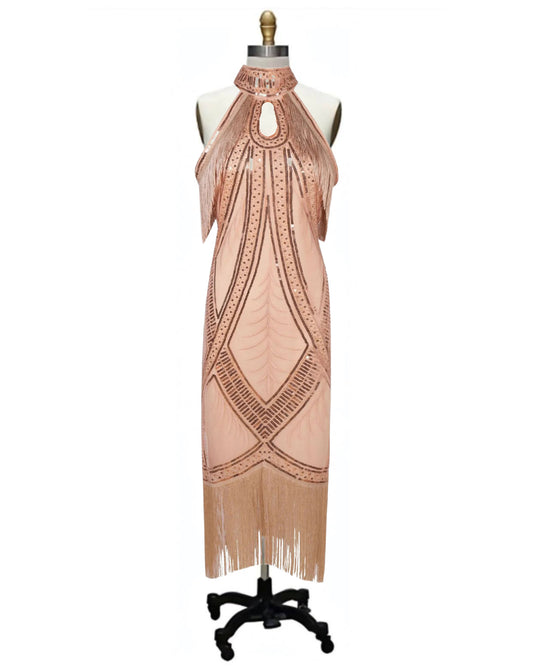 Bernice- the Fringed Collar Neckline Sleeveless Flapper Style Dress 3 Colors