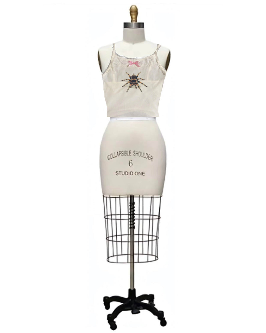 Tarantula- the Spider Print Lace Trimmed Camisole