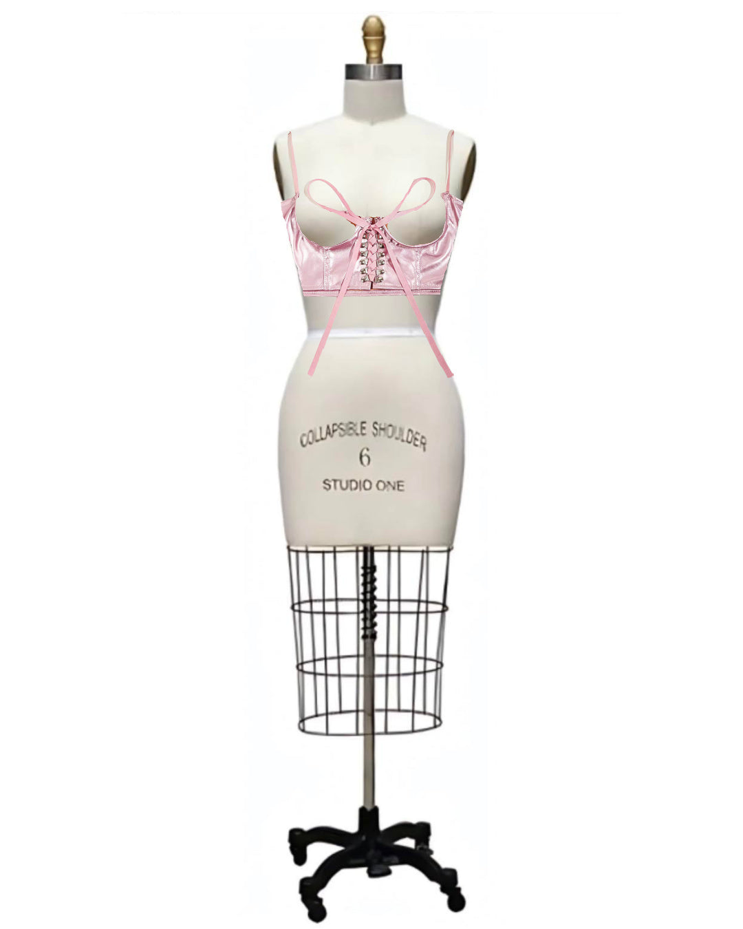 Bared- the Cupless Underbust Pink Satin Corset Top