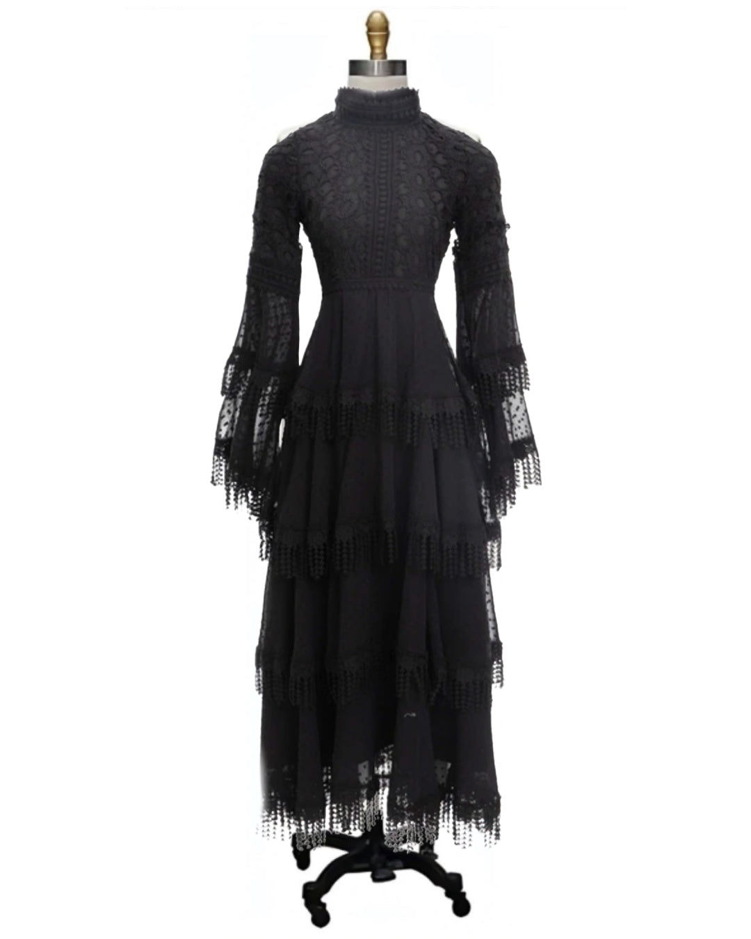 Morticia- the Victorian Style Elegant Black Lace Long Sleeved Gothic Dress (2 Colors)
