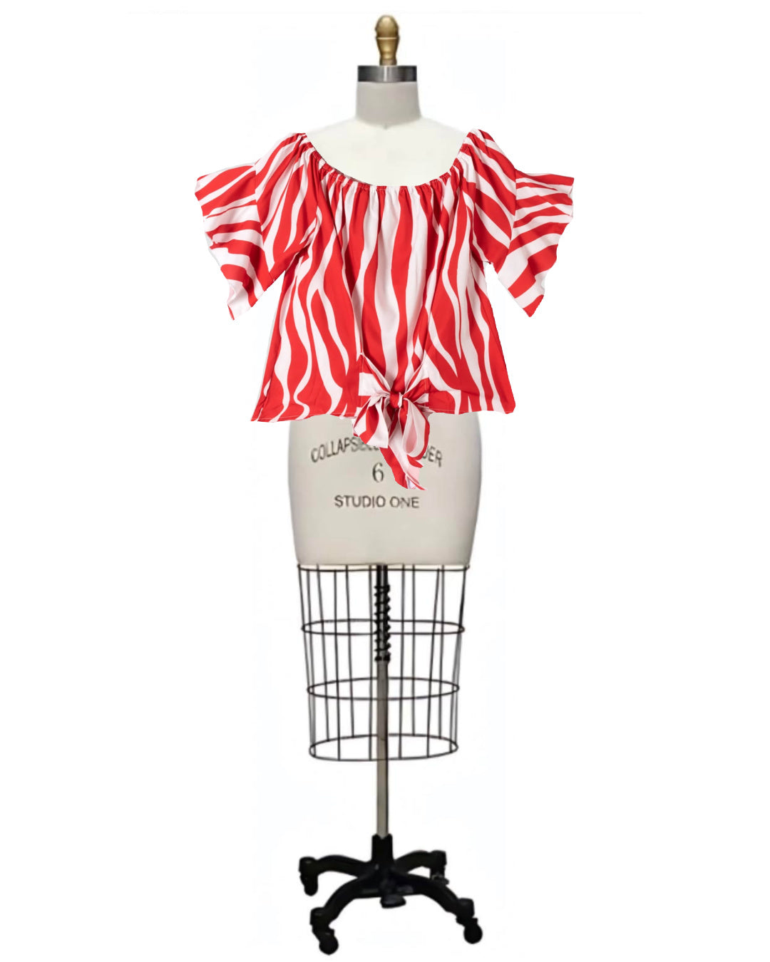 Big Top- the Circus Striped Bow Tie Blouse Plus Sizes