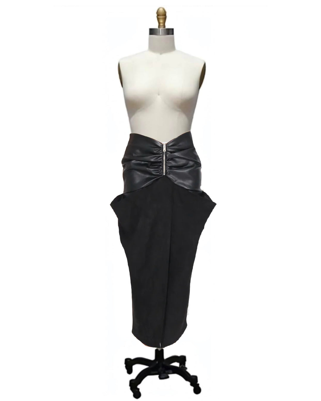 Enveloped- the Peeled Down Look Vinyl and Poly Black Pencil Skirt