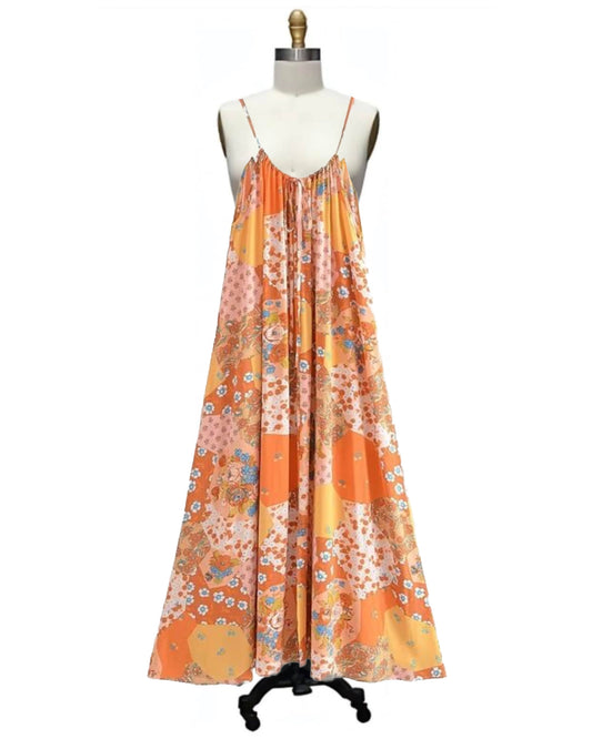 '78- the 1970s Style Tent Silhouette Maxi Dress 3 Color Ways
