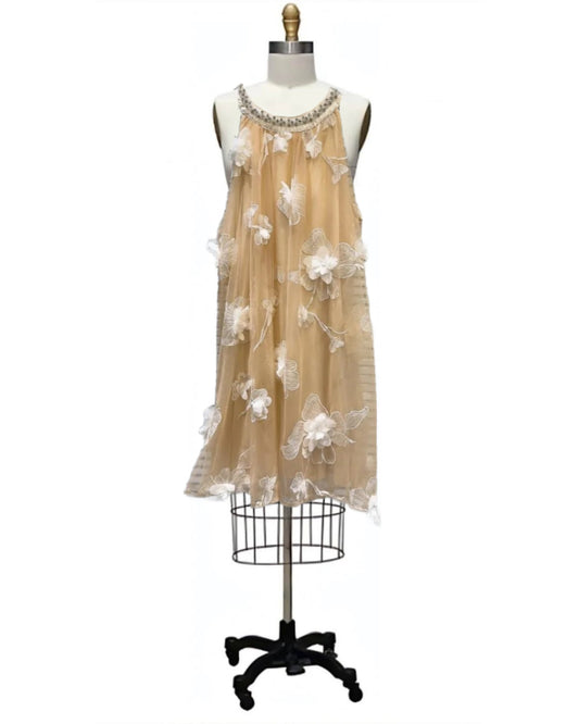 Breeze- the A-Line Chiffon Dress with Flower Petals